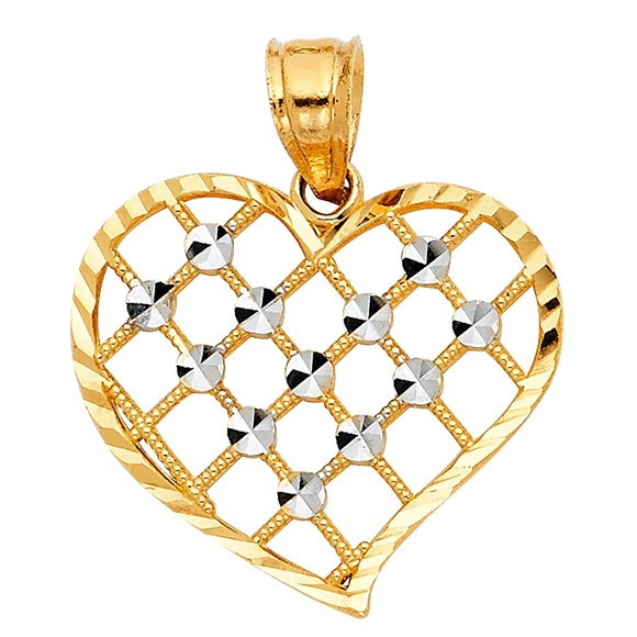 14K Two Tone Heart Pendant